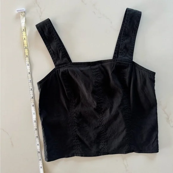 Vince Linen Crop Tank Top in Black size 0 - Picture 5 of 6